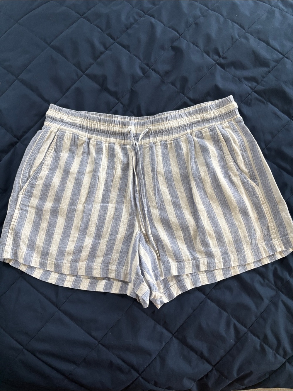 GAP Blue and White Striped Drawstring Athletic Shorts
